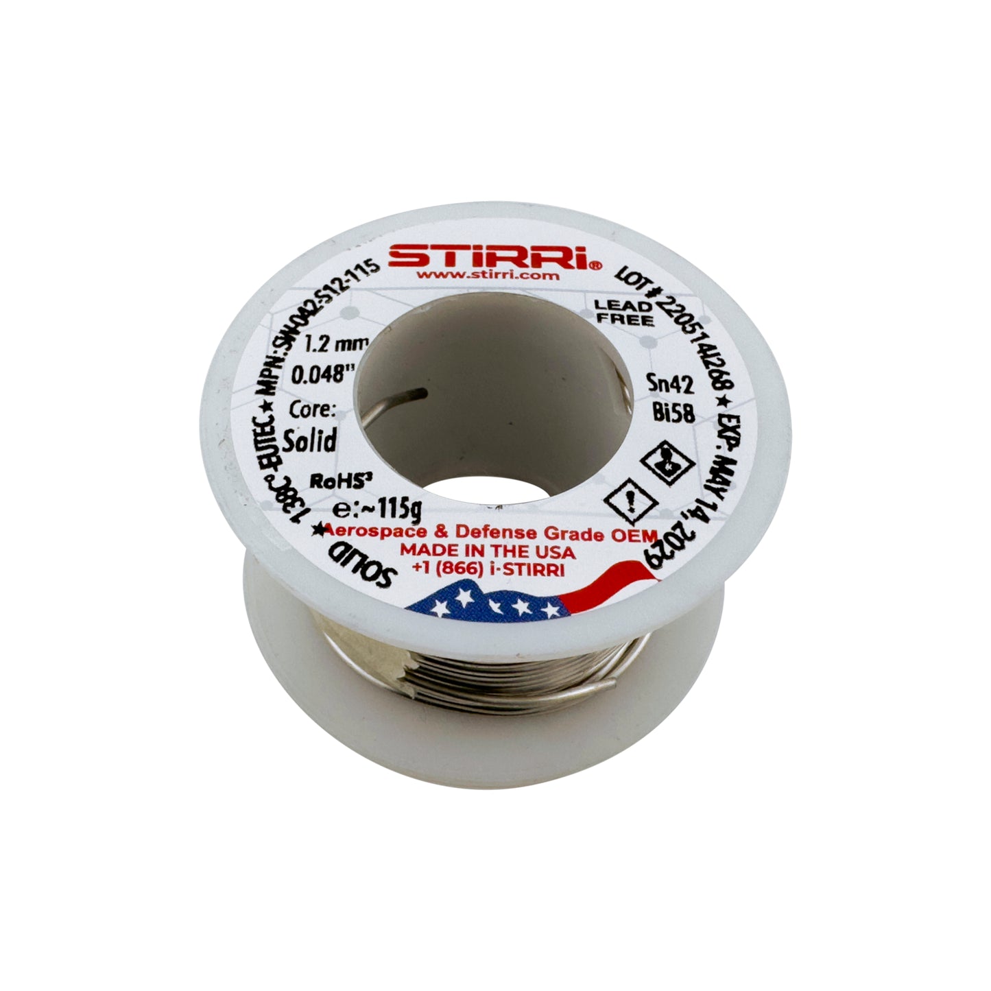 LT-042 - Sn42Pb58 low-temperature lead-free solder wire - 100g spool