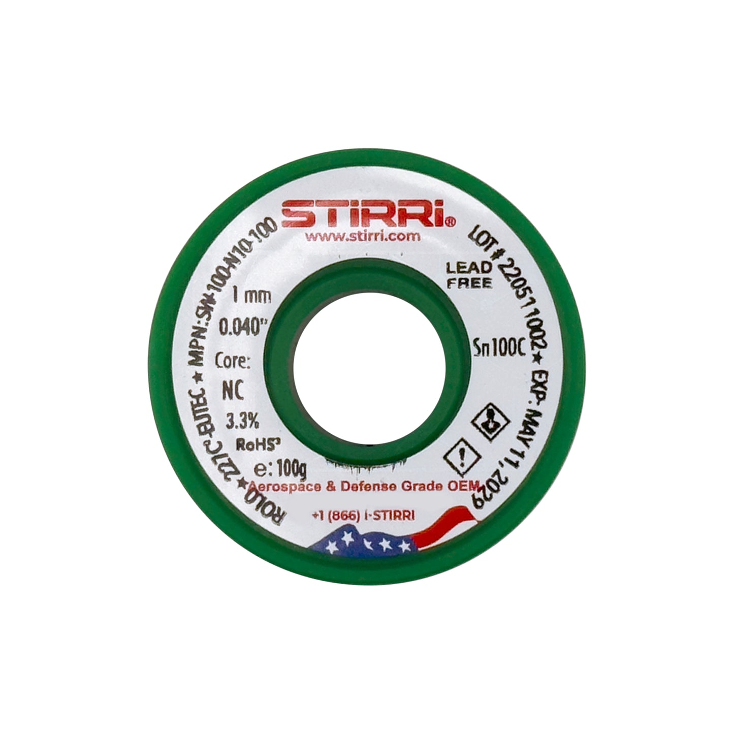 LF-100 Sn100c lead-free selective solder wire NC-core ROL0 - 100g spool