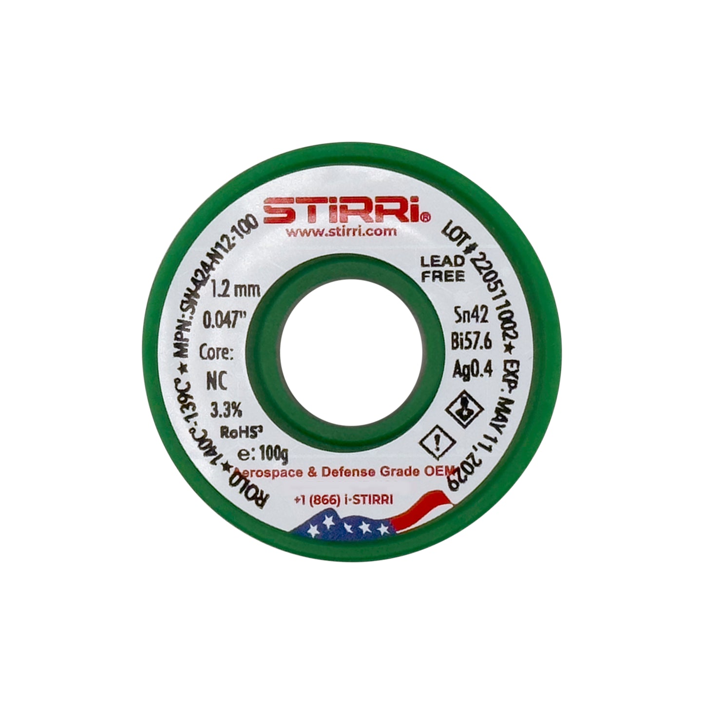 LT-424 - Sn42Bi57.6Ag0.4 low-temperature lead-free solder wire - 100g spool